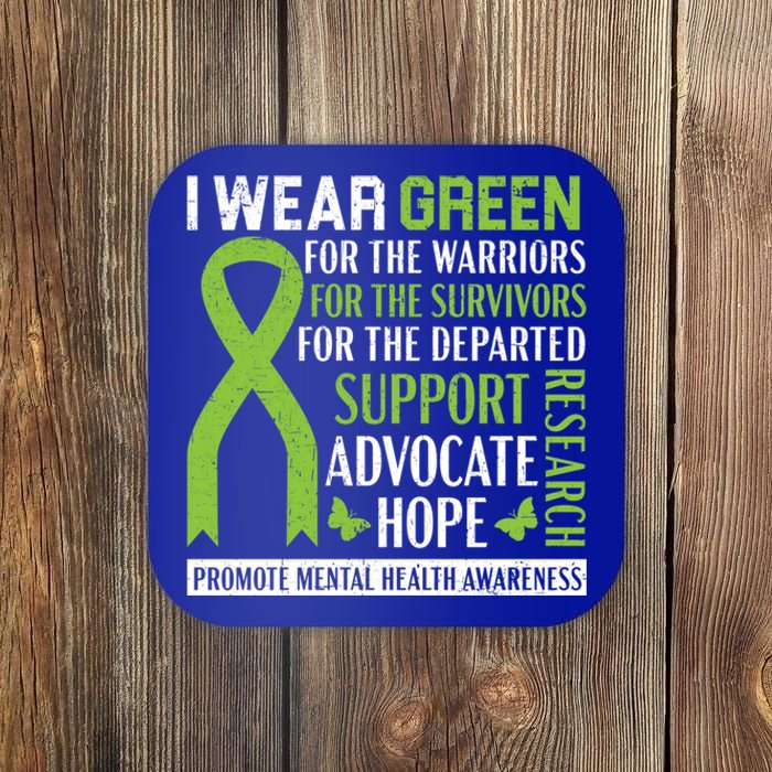 I Wear Green Tal Health Awareness Fight The Stigma Gift Coaster