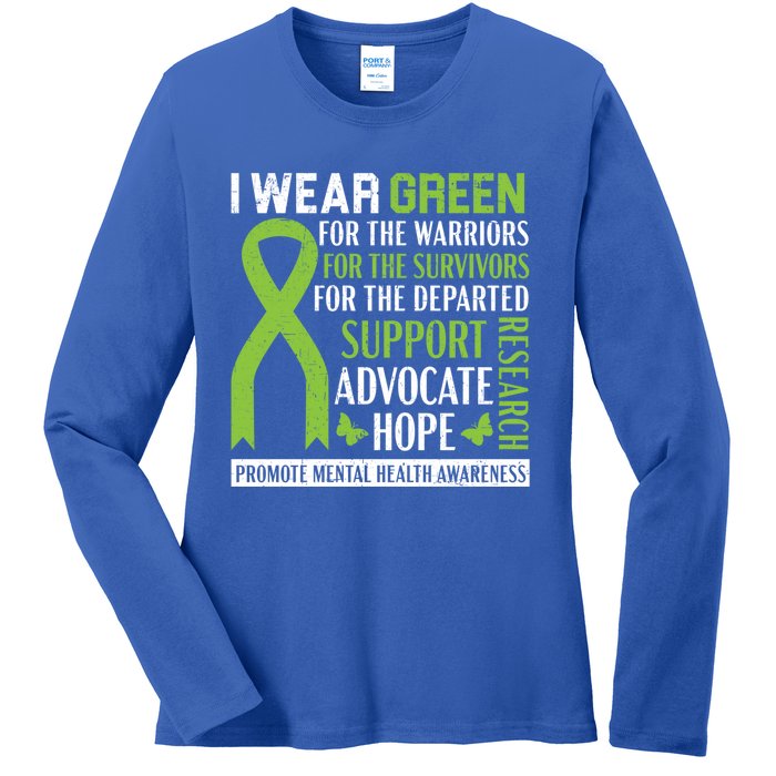 I Wear Green Tal Health Awareness Fight The Stigma Gift Ladies Long Sleeve Shirt