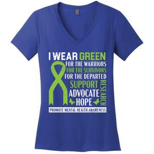 I Wear Green Tal Health Awareness Fight The Stigma Gift Women's V-Neck T-Shirt