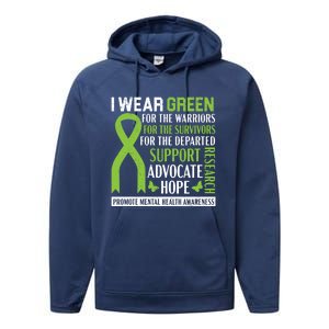 I Wear Green Tal Health Awareness Fight The Stigma Gift Performance Fleece Hoodie