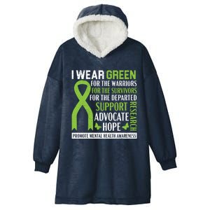 I Wear Green Tal Health Awareness Fight The Stigma Gift Hooded Wearable Blanket