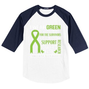 I Wear Green Tal Health Awareness Fight The Stigma Gift Baseball Sleeve Shirt