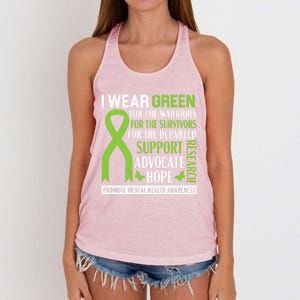 I Wear Green Tal Health Awareness Fight The Stigma Gift Women's Knotted Racerback Tank