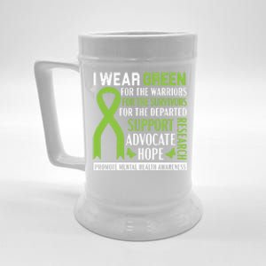 I Wear Green Tal Health Awareness Fight The Stigma Gift Beer Stein