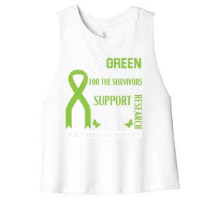 I Wear Green Tal Health Awareness Fight The Stigma Gift Women's Racerback Cropped Tank