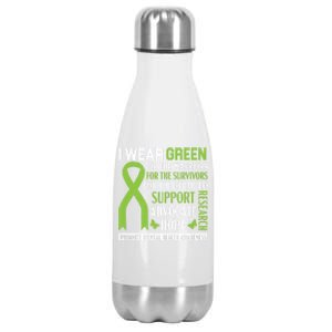 I Wear Green Tal Health Awareness Fight The Stigma Gift Stainless Steel Insulated Water Bottle