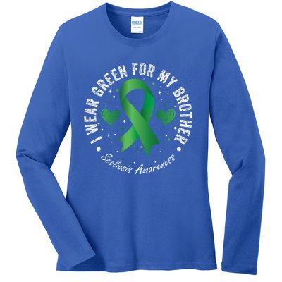 I Wear Green For My Brother Scoliosis Awareness Great Gift Ladies Long Sleeve Shirt