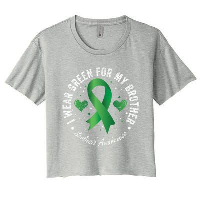 I Wear Green For My Brother Scoliosis Awareness Great Gift Women's Crop Top Tee