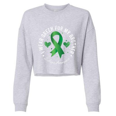 I Wear Green For My Brother Scoliosis Awareness Great Gift Cropped Pullover Crew