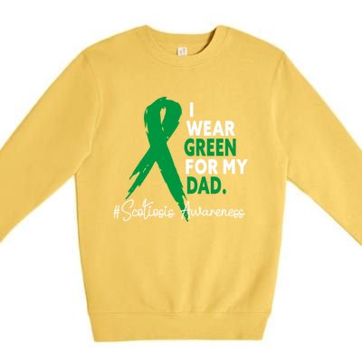 I Wear Green For My Dad Scoliosis Awareness Month Ribbon Cute Gift Premium Crewneck Sweatshirt