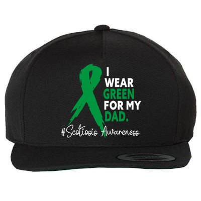 I Wear Green For My Dad Scoliosis Awareness Month Ribbon Cute Gift Wool Snapback Cap