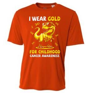 I Wear Gold For Childhood Cancer Awareness Dinosaur Cooling Performance Crew T-Shirt