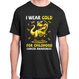 I Wear Gold For Childhood Cancer Awareness Dinosaur Adult ChromaSoft Performance T-Shirt