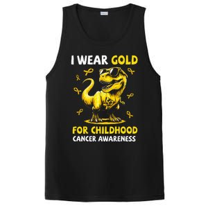 I Wear Gold For Childhood Cancer Awareness Dinosaur PosiCharge Competitor Tank