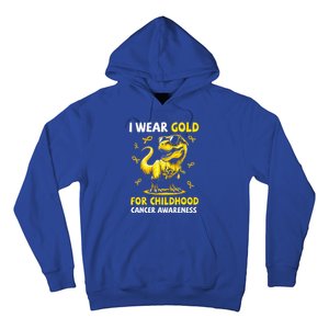 I Wear Gold For Childhood Cancer Awareness Dinosaur Hoodie