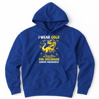 I Wear Gold For Childhood Cancer Awareness Dinosaur Hoodie