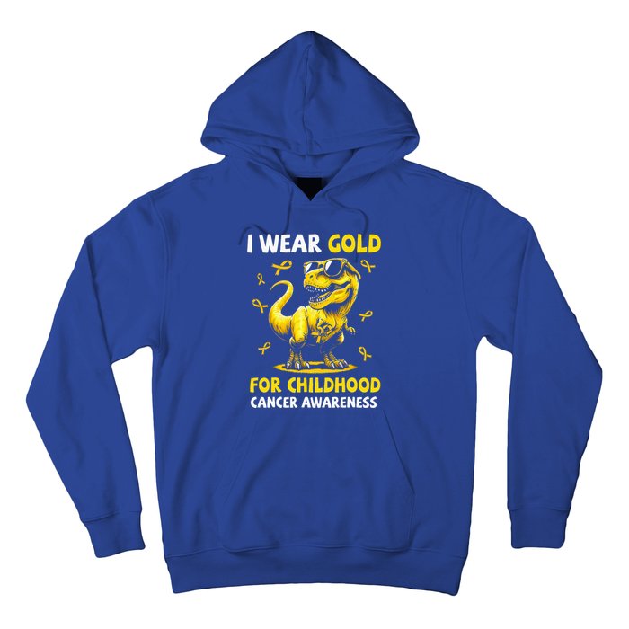 I Wear Gold For Childhood Cancer Awareness Dinosaur Hoodie