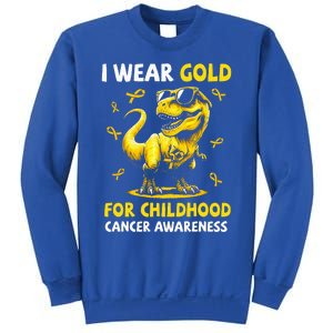 I Wear Gold For Childhood Cancer Awareness Dinosaur Sweatshirt