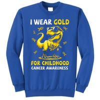 I Wear Gold For Childhood Cancer Awareness Dinosaur Sweatshirt