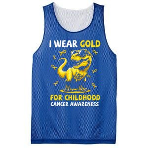 I Wear Gold For Childhood Cancer Awareness Dinosaur Mesh Reversible Basketball Jersey Tank