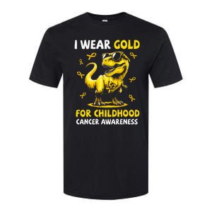 I Wear Gold For Childhood Cancer Awareness Dinosaur Softstyle CVC T-Shirt