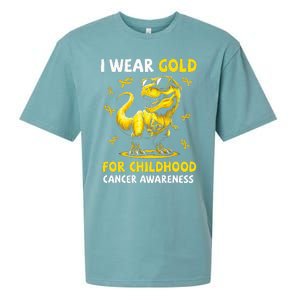 I Wear Gold For Childhood Cancer Awareness Dinosaur Sueded Cloud Jersey T-Shirt