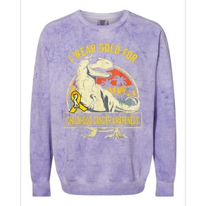 I Wear Gold For Childhood Cancer Awareness Dinosaur Colorblast Crewneck Sweatshirt