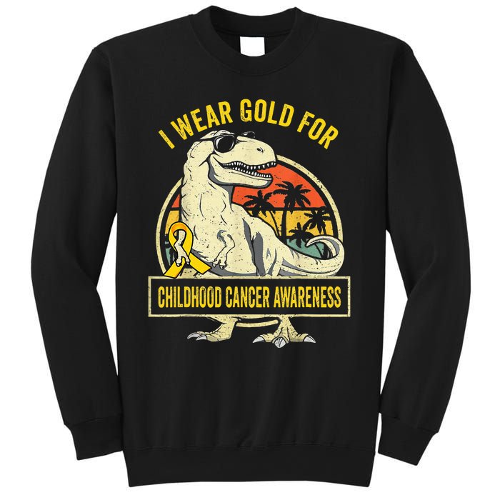 I Wear Gold For Childhood Cancer Awareness Dinosaur Sweatshirt