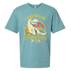 I Wear Gold For Childhood Cancer Awareness Dinosaur Sueded Cloud Jersey T-Shirt