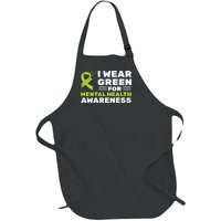 I Wear Green For Mental Health Awareness Month Green Ribbon Full-Length Apron With Pockets