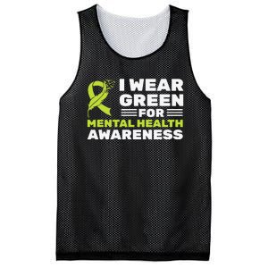 I Wear Green For Mental Health Awareness Month Green Ribbon Mesh Reversible Basketball Jersey Tank