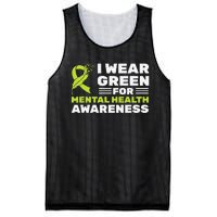 I Wear Green For Mental Health Awareness Month Green Ribbon Mesh Reversible Basketball Jersey Tank