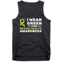 I Wear Green For Mental Health Awareness Month Green Ribbon Tank Top