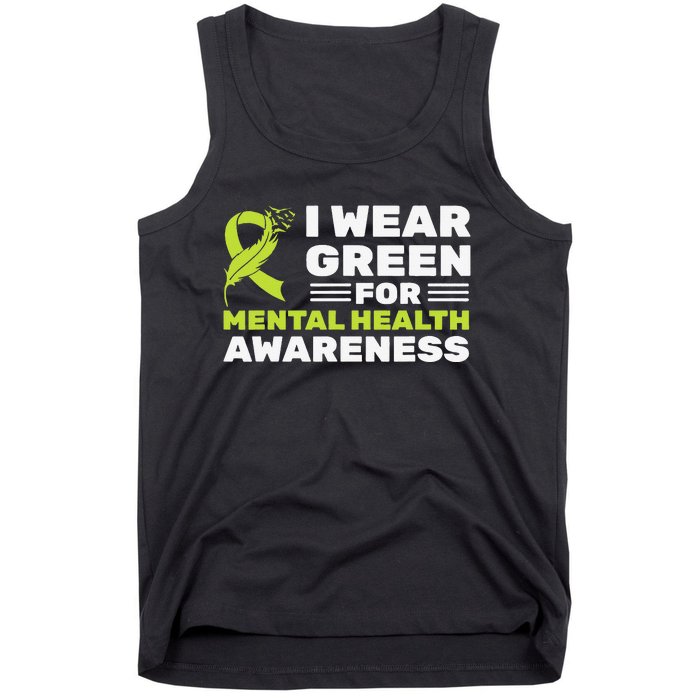 I Wear Green For Mental Health Awareness Month Green Ribbon Tank Top