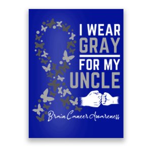 I Wear Gray For My Uncle Funny Gift Brain Cancer Awareness Funny Gift Poster