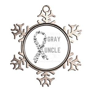 I Wear Gray For My Uncle Funny Gift Brain Cancer Awareness Funny Gift Metallic Star Ornament