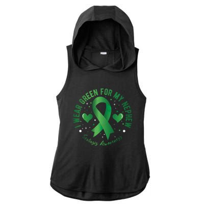 I Wear Green For My Nephew Scoliosis Awareness Gift Ladies PosiCharge Tri-Blend Wicking Draft Hoodie Tank