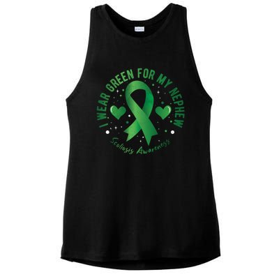 I Wear Green For My Nephew Scoliosis Awareness Gift Ladies PosiCharge Tri-Blend Wicking Tank