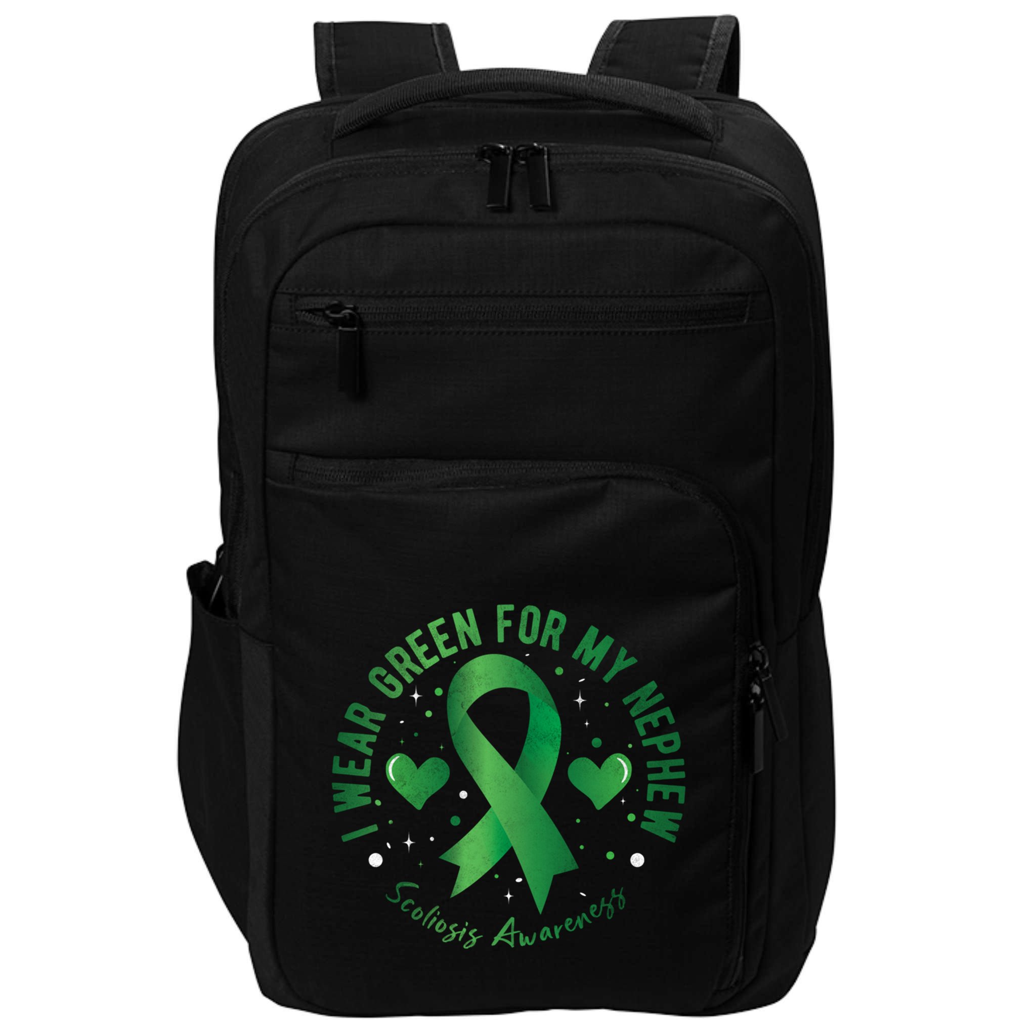 I Wear Green For My Nephew Scoliosis Awareness Gift Impact Tech Backpack