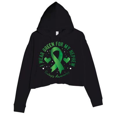 I Wear Green For My Nephew Scoliosis Awareness Gift Crop Fleece Hoodie