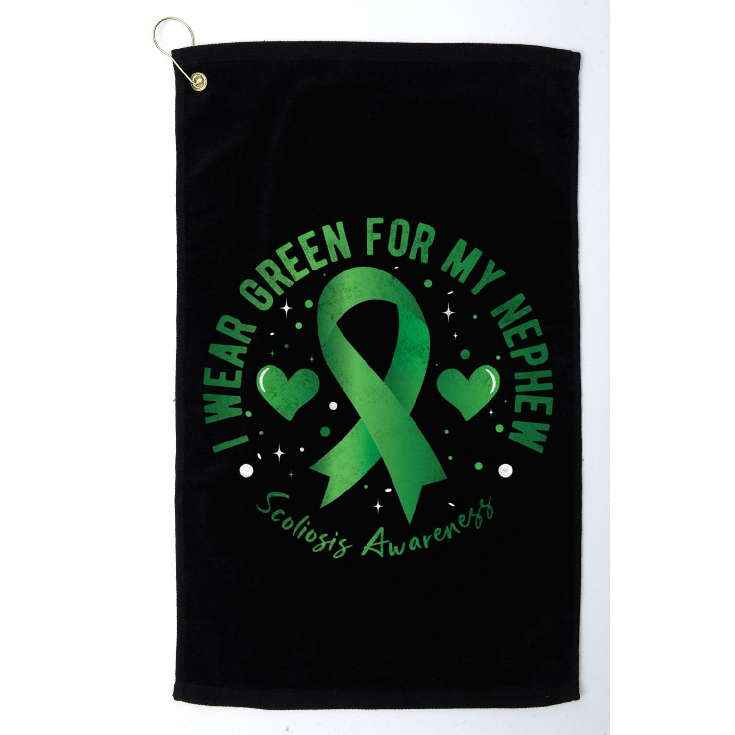 I Wear Green For My Nephew Scoliosis Awareness Gift Golf Towel