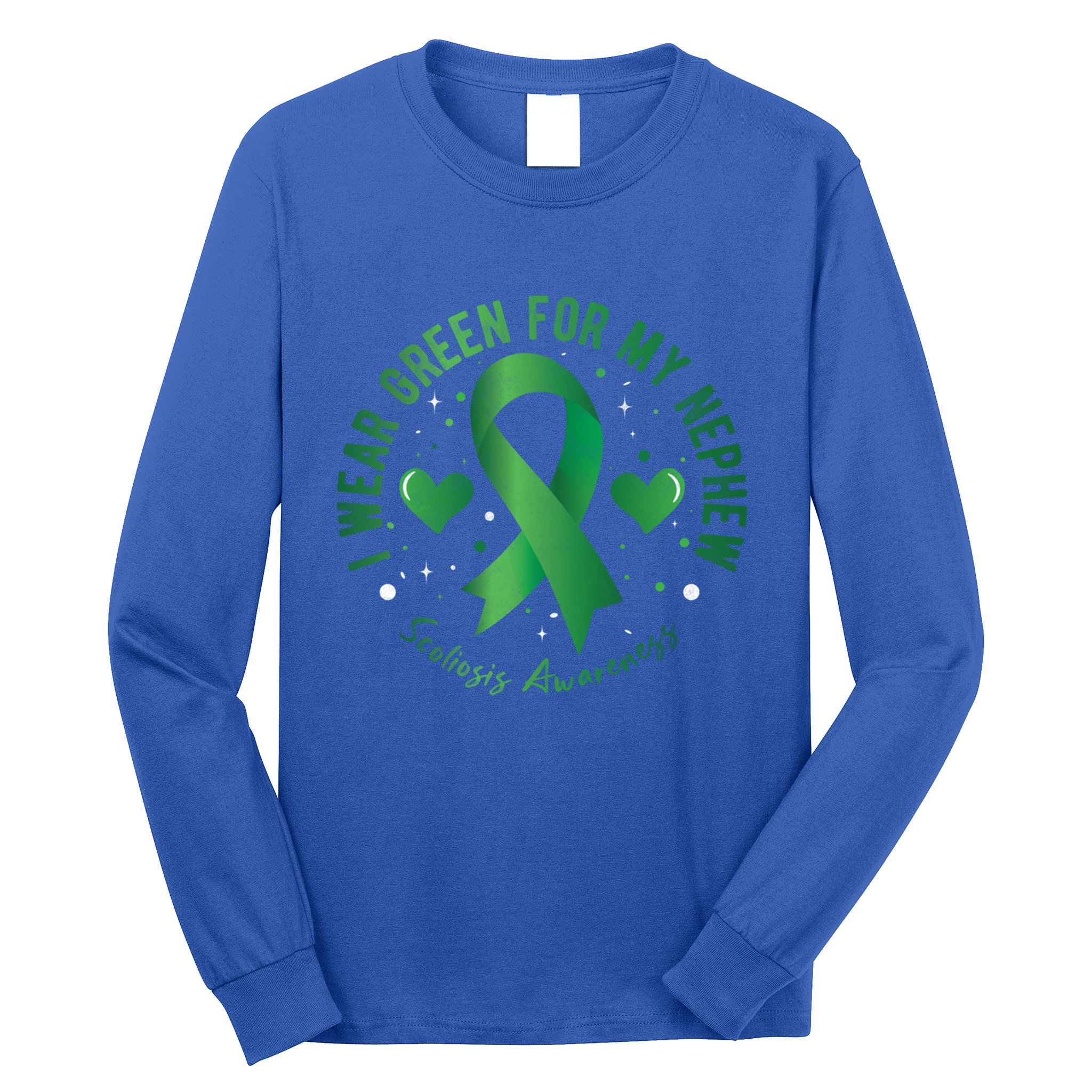 I Wear Green For My Nephew Scoliosis Awareness Gift Long Sleeve Shirt