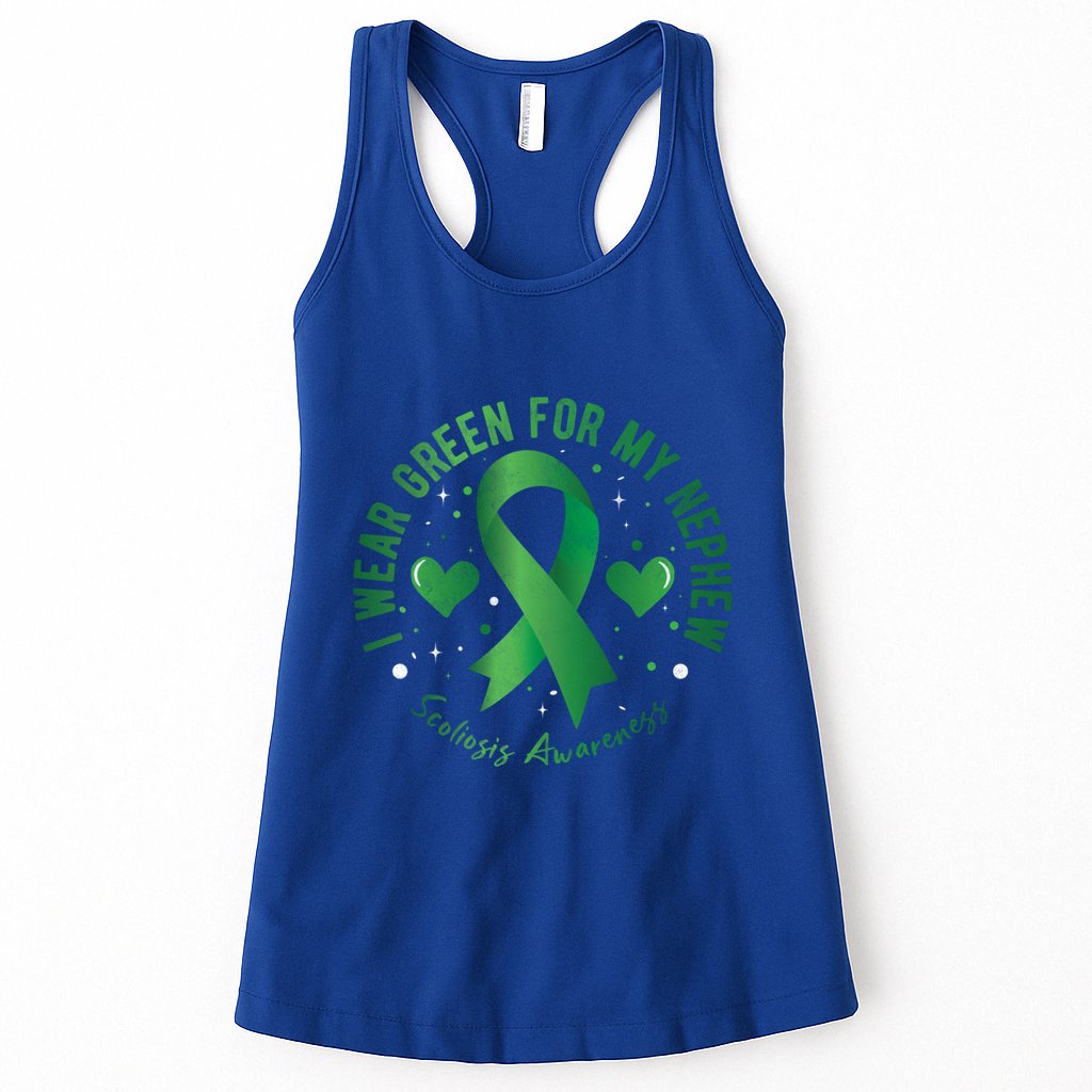 I Wear Green For My Nephew Scoliosis Awareness Gift Womens Tank Top