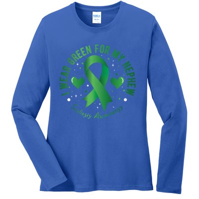 I Wear Green For My Nephew Scoliosis Awareness Gift Ladies Long Sleeve Shirt