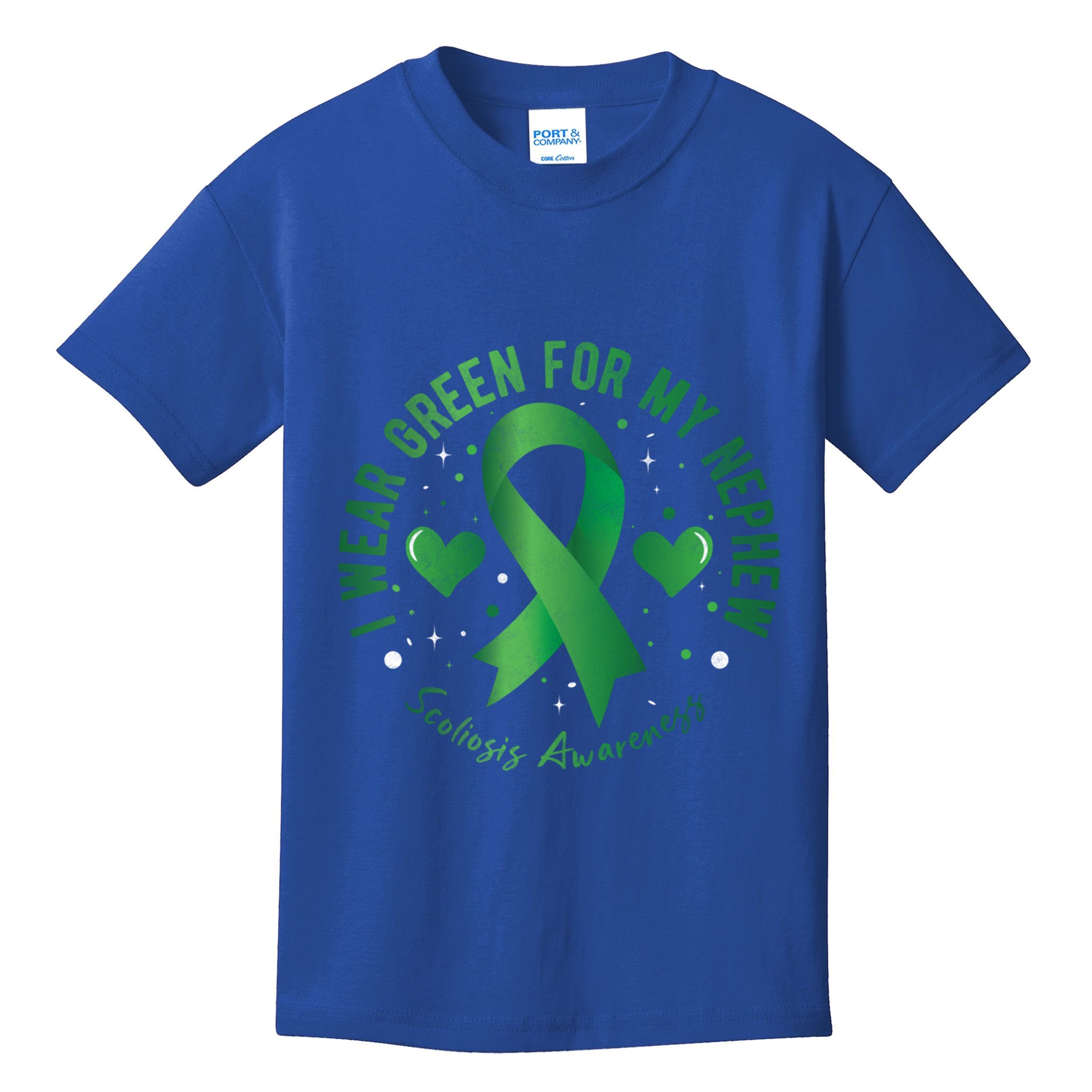 I Wear Green For My Nephew Scoliosis Awareness Gift Kids T-Shirt