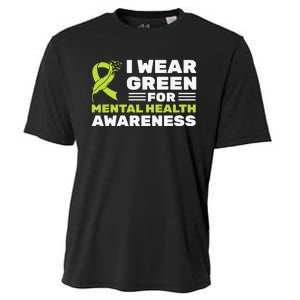 I Wear Green For Mental Health Awareness Month Green Ribbon Cooling Performance Crew T-Shirt