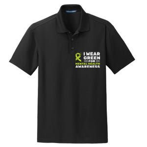 I Wear Green For Mental Health Awareness Month Green Ribbon Dry Zone Grid Polo