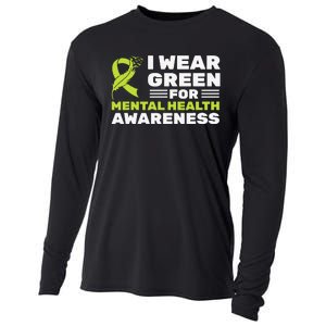 I Wear Green For Mental Health Awareness Month Green Ribbon Cooling Performance Long Sleeve Crew