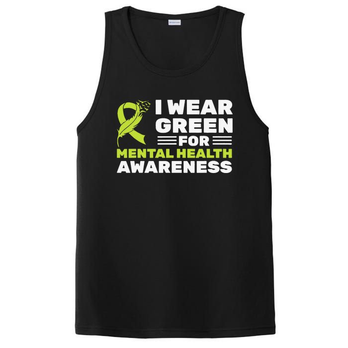 I Wear Green For Mental Health Awareness Month Green Ribbon PosiCharge Competitor Tank