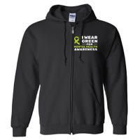 I Wear Green For Mental Health Awareness Month Green Ribbon Full Zip Hoodie